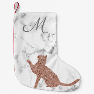 Roos gouden kattensilhouet - je monogram kleine kerstsok