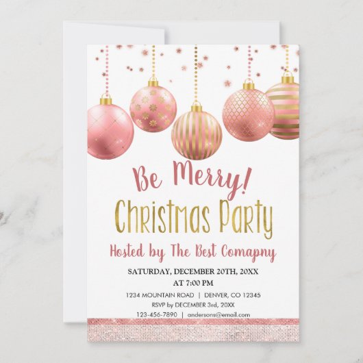 Roos gouden Kerst Winter bedrijfsvakantie Kaart (Voorkant)