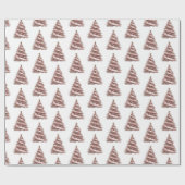 Roos gouden kerstboom cadeaupapier (Vlak)