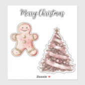 Roos Gouden Kerstboom Gingerbread Cookie Sticker (Vel)