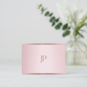 Roos Gouden Kleur Modern Monogram Eenvoudige Sjabl Visitekaartje (Staand voorkant)