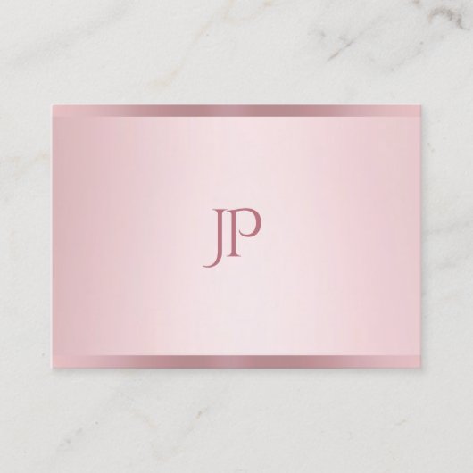 Roos Gouden Kleur Modern Monogram Eenvoudige Sjabl Visitekaartje (Voorkant)