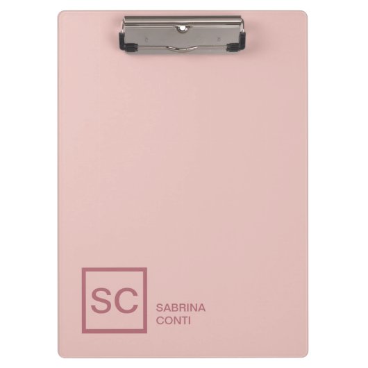 Roos gouden kleur professionele girly monogram naa klembord (Voorkant)