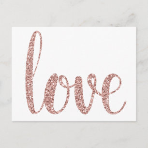 Roos gouden liefde briefkaarten, glitter briefkaart