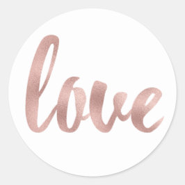 Roos gouden liefde stickers, folie lettertype ronde sticker