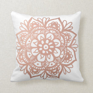 Roos gouden Mandala roze ventilator Kussen