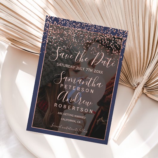 Roos gouden marinesblauw met uitzondering van de d save the date