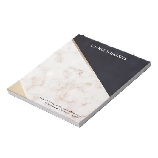 Roos gouden marmeren champagne textuur notitieblok (Gedraaid)