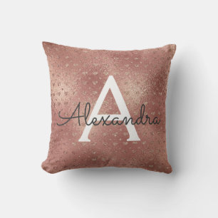 Roos Gouden Metallic Folie Monogram Naam en Initia Kussen