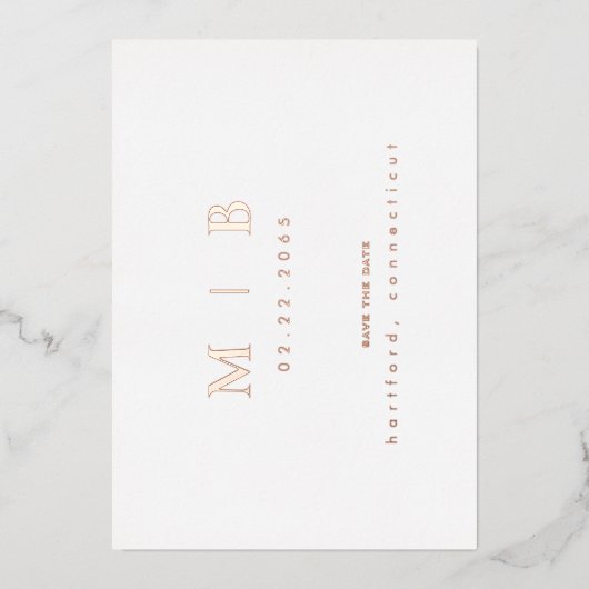 Roos Gouden Monogram Bruiloft Save the Date Folie Uitnodiging (Voorkant)