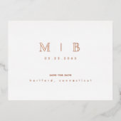 Roos Gouden Monogram Bruiloft Save the Date Folie Uitnodiging Briefkaart (Voorkant)