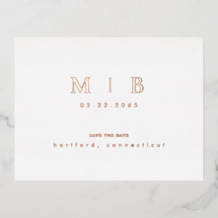 Roos Gouden Monogram Bruiloft Save the Date Folie Uitnodiging Briefkaart