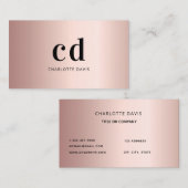 Roos gouden monogram initialen minimalistisch visitekaartje (Voorkant / Achterkant)