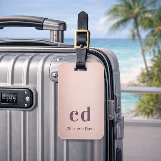 Roos gouden monogram naam modern minimalistisch bagagelabel