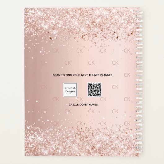 Roos gouden monogram roze script 2025 planner (Achterkant)