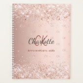 Roos gouden monogram roze script 2025 planner (Voorkant)