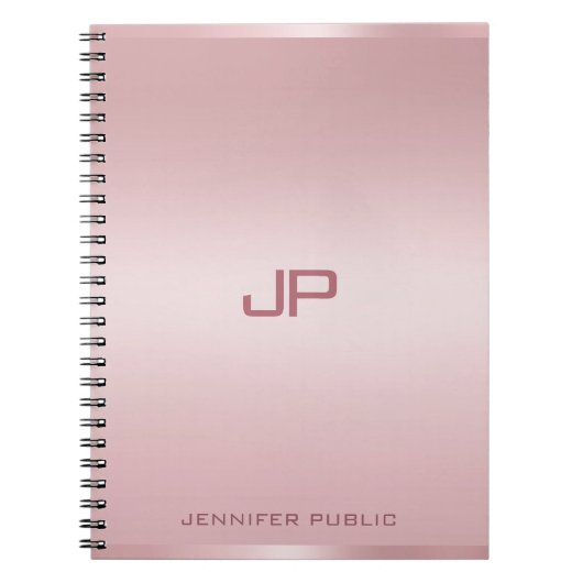 Roos Gouden Monogram Sjabloon Gepersonaliseerde Cl Notitieboek (Voorkant)