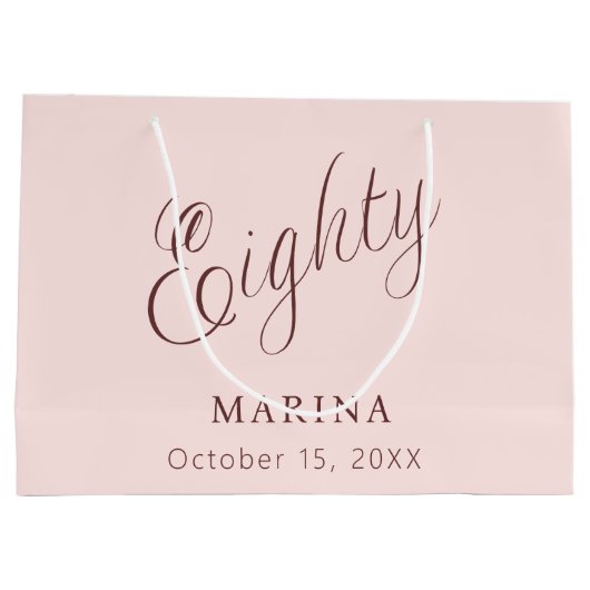 Roos gouden naam script 80e verjaardag groot cadeauzakje (Achterkant)