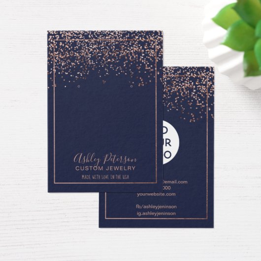 Roos gouden navy blue logo juwelen oorscherm visitekaartje (Bureau)
