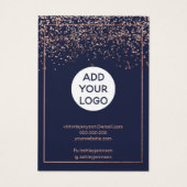 Roos gouden navy blue logo juwelen oorscherm visitekaartje (Achterkant)