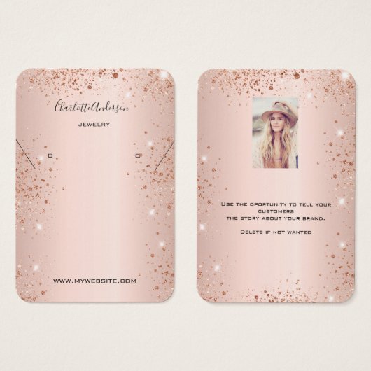 Roos gouden oorkonde glitter-display visitekaartje (Voorkant /achterkant)