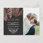 Roos Gouden Palm Tree Fronds Zwart Modern Save Dat Briefkaart (Voorkant)