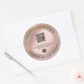 Roos Gouden Pastelglitter Dank u QR-code Ronde Sticker (Envelop)