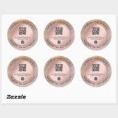 Roos Gouden Pastelglitter Dank u QR-code Ronde Sticker (Vel)