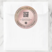 Roos Gouden Pastelglitter Dank u QR-code Ronde Sticker (Tas)