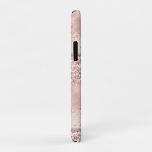 Roos gouden penseelstreken Glitter Script Monogram Case-Mate iPhone Case (Achterkant/rechts)