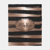 Roos gouden penseelstrepen fleece deken (Voorkant)