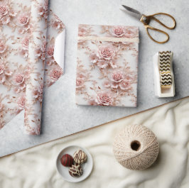 Roos gouden Romance: bloemenelegantie op Blush Des Cadeaupapier