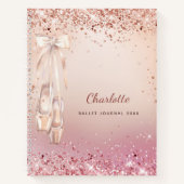 Roos gouden roze ballet dans monogram notitieboek (Voorkant)