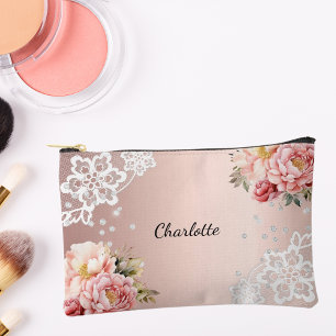Roos gouden roze bloemen kant etui