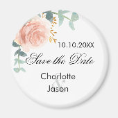 Roos gouden roze bloemenbruiloft save the date magneet (Voorkant)