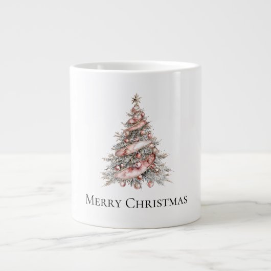 Roos Gouden Roze Kerstboom Extra Grote Beker (Voorkant)