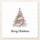 Roos Gouden Roze Kerstboom Kartonnen Onderzetters (Voorkant)