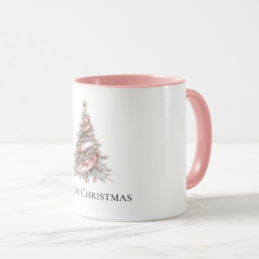 Roos Gouden Roze Kerstboom Mok (Voorkant rechts)