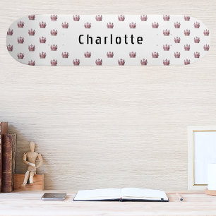 Roos gouden roze koningin kroon witte naam skateboard