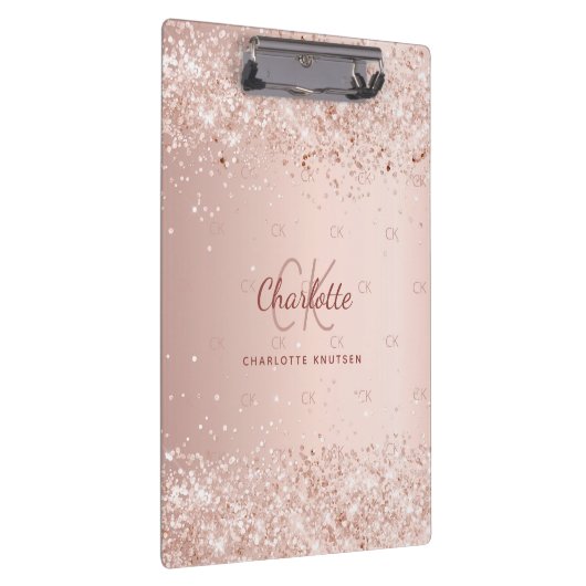 Roos gouden roze monogram script klembord (Rechts)