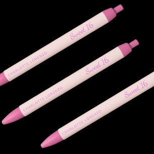 Roos gouden roze naam Sweet 16 Zwarte Inkt Pen