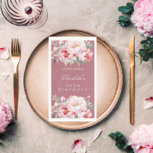 Roos gouden roze rozen bloemen sierlijke verjaarda servet