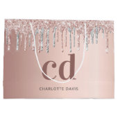 Roos gouden roze zilveren monogram groot cadeauzakje (Achterkant)