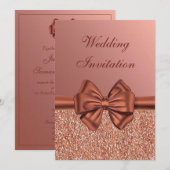 Roos gouden satijnen boog - bruiloft kaart (Voorkant / Achterkant)