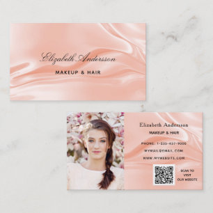 Roos gouden satijnzijde foto elegant QR-code Visitekaartje