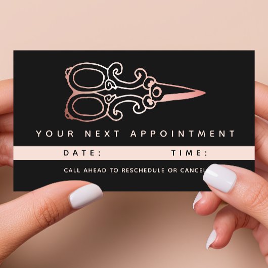 Roos Gouden Schaar Logo Salon Afsprakenkaartje