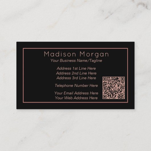  Roos Gouden Schelp QR Code Sjabloon Visitekaartje (Achterkant)