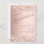 Roos gouden script elegant Quinceanera Kaart (Voorkant)