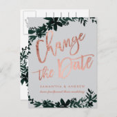 Roos gouden script Floral uitgesteld wijzigen van Aankondigingskaart (Voorkant / Achterkant)