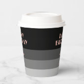 Roos Gouden Script Zwart Grijs Stripes Verjaardag Papieren Bekers (Links)